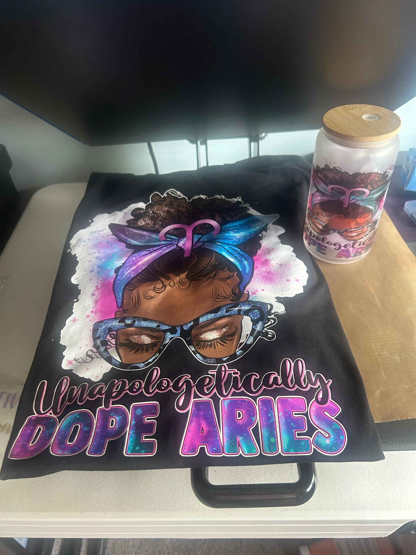 UNAPOLOGETICALLY DOPE ARIES T-SHIRT AND GLASS TUMBLER SET