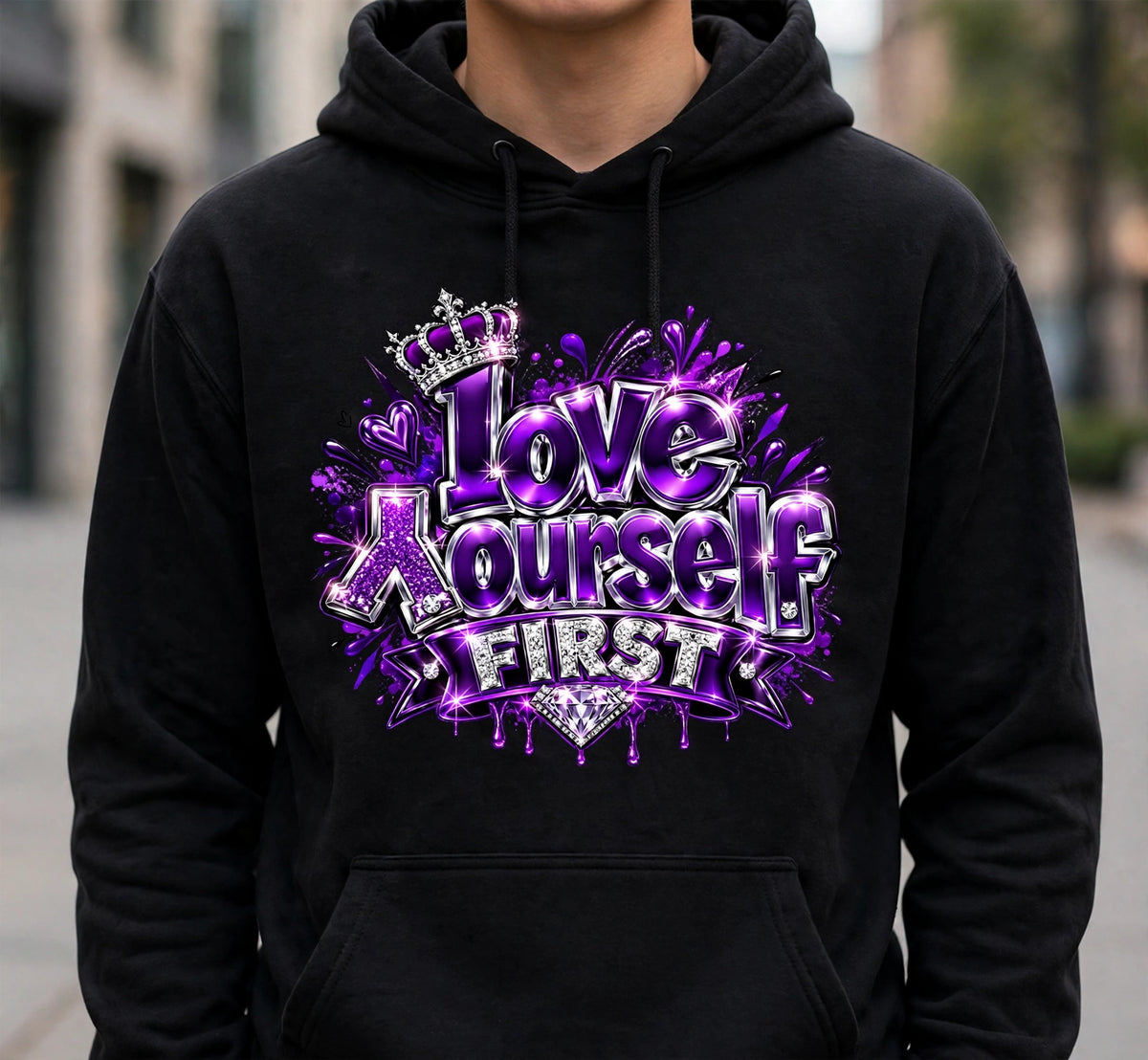 Love Yourself First Hoodie mockup