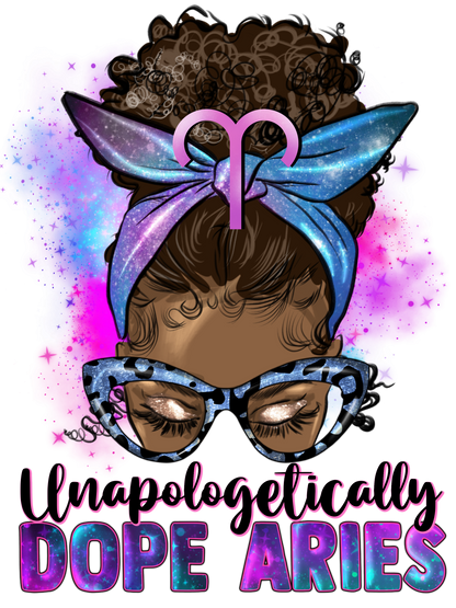UNAPOLOGETICALLY DOPE ARIES T-SHIRT AND GLASS TUMBLER SET